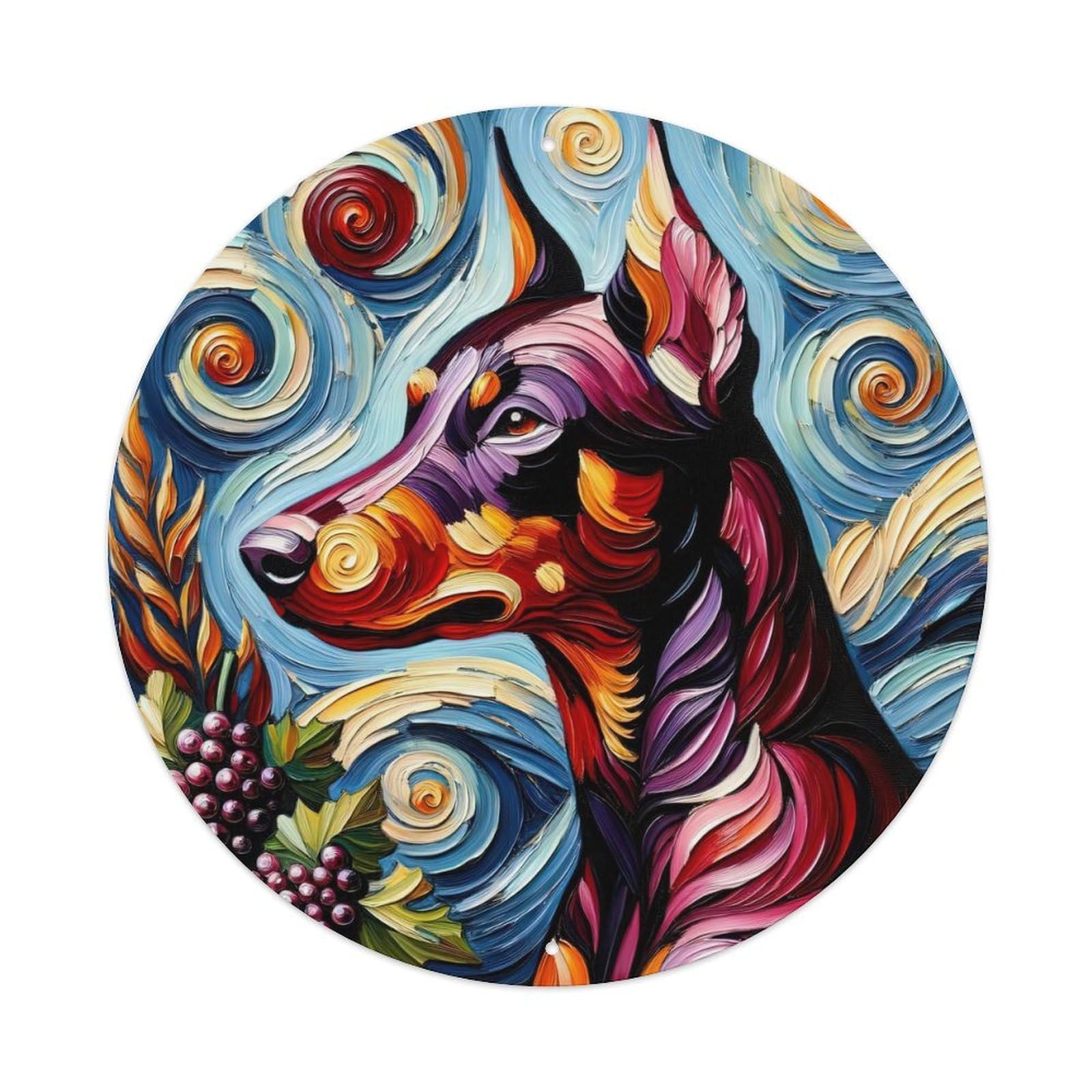 Animal Oil Painting Style Dobermann Metal Tin Sign