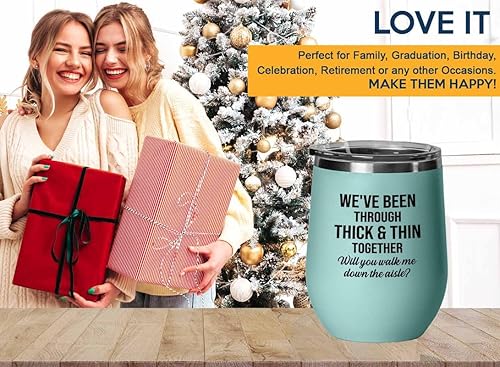 Miniatura 5 de Bride Proposal Teal Edition Vaso de vino de 12 onzas, grueso y delgado juntos, regalo de propuesta para papá, padrastro, abuelo, padre, caminar por