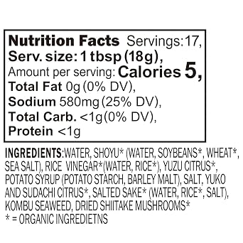 Organic Yuzu Ponzu - 8.5 fl oz - Japanese Citrus Fruits and Soy Dressing - Tangy Savory Sauce with Umami Flavor - Product of Japan