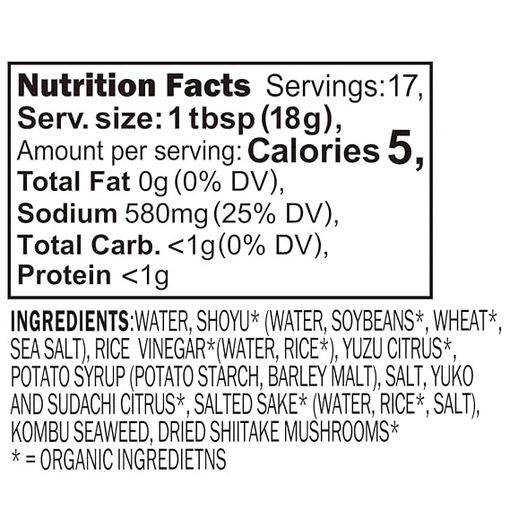 Organic Yuzu Ponzu - 8.5 fl oz - Japanese Citrus Fruits and Soy Dressing - Tangy Savory Sauce with Umami Flavor - Product of Japan