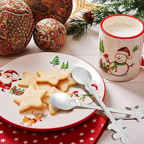 Miniatura 7 de Cucharas de café navideñas de acero inoxidable, cucharas de té de postre para helado, bebida caliente, 12 unidades