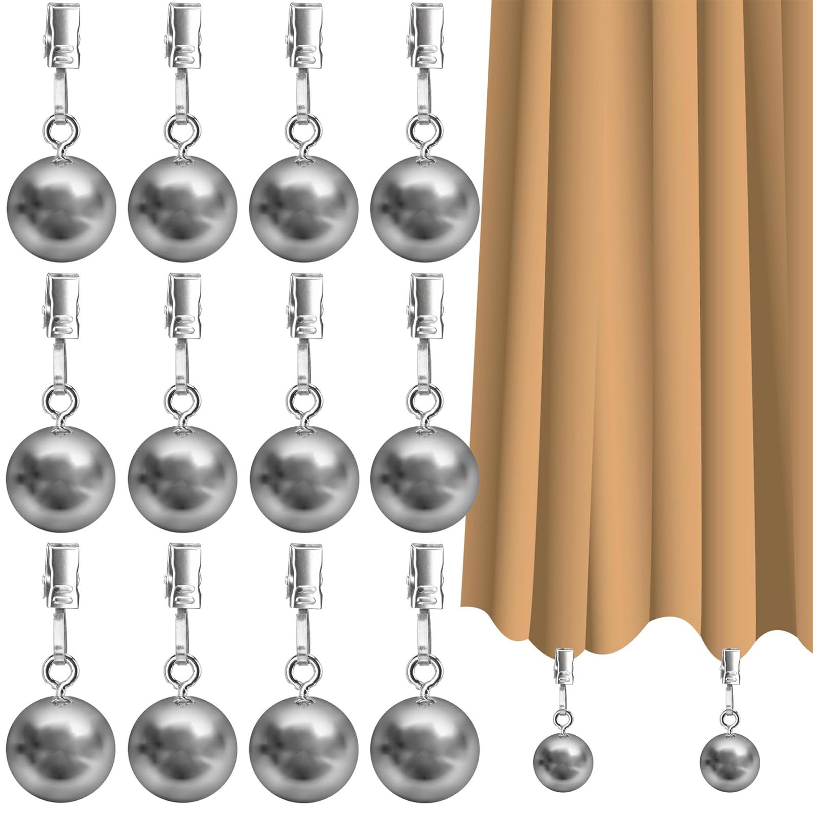 Pesos resistentes para mantel, bola de metal con clips para mantel, mesas al aire libre, bandera de Navidad, cortinas de ducha, peso de cortina