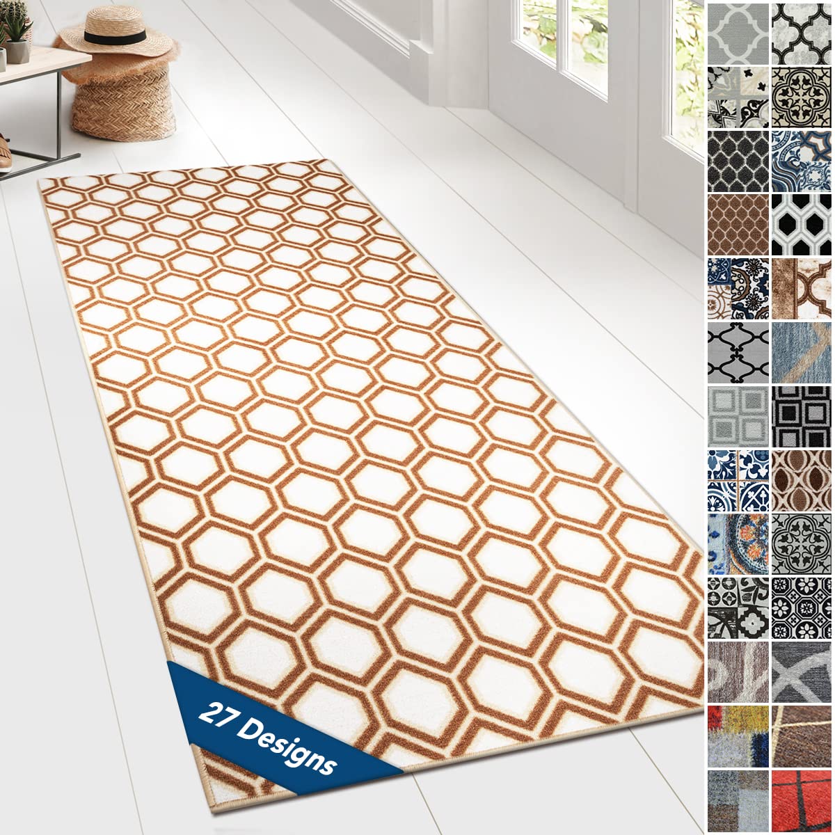Design Carpet Runner Rug Floor Mat, Non Slip Runner Mat for Kitchen Hallway Living Room Bedroom Vintage Ornament Classic Modern Design (80 x 800 cm, Cardiff) — image 1