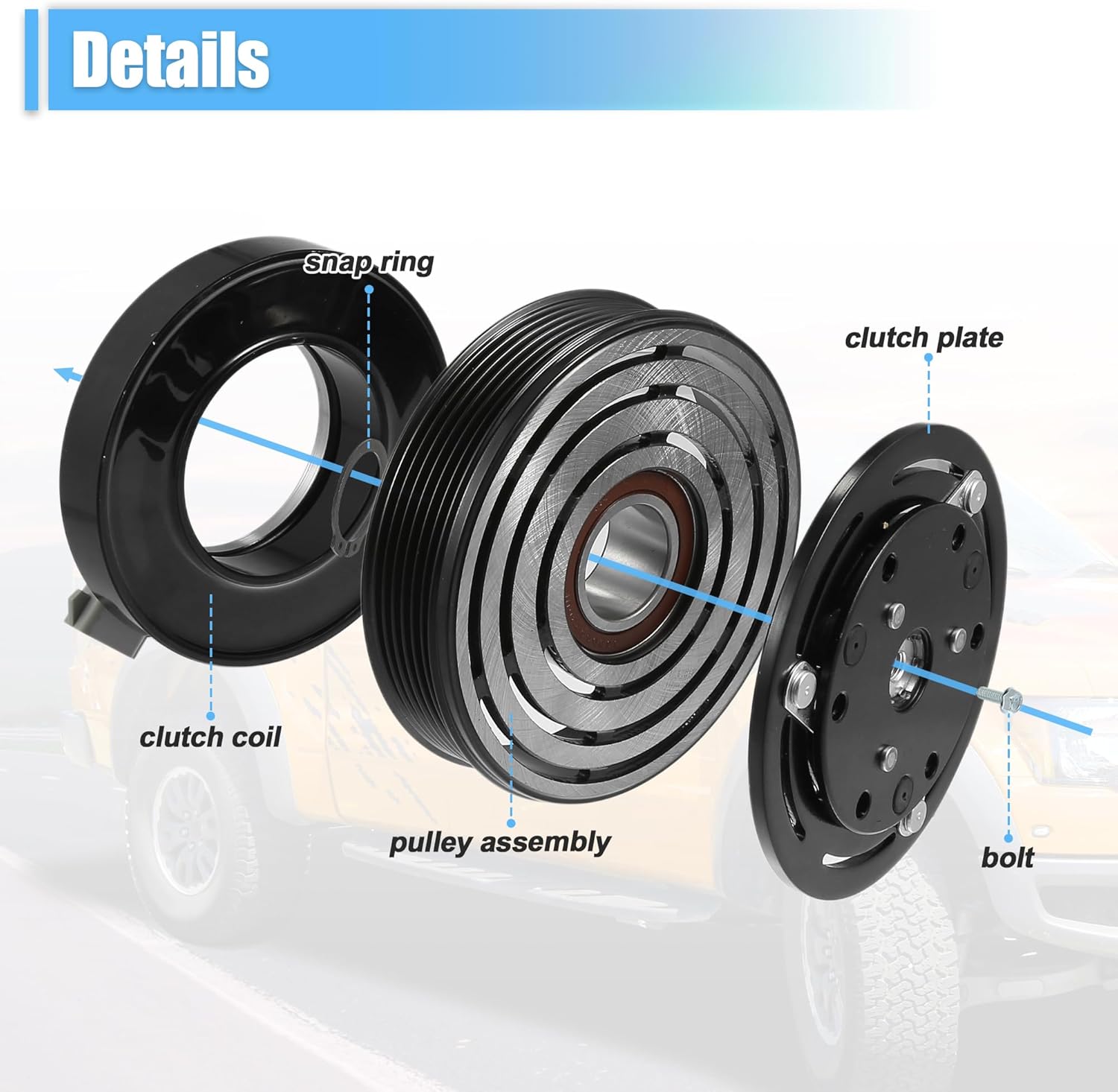 X AUTOHAUX 1 Set AC Compressor Clutch Replacement for Ford F-150 8Cyl 5.0L 5.8L 1990-1995