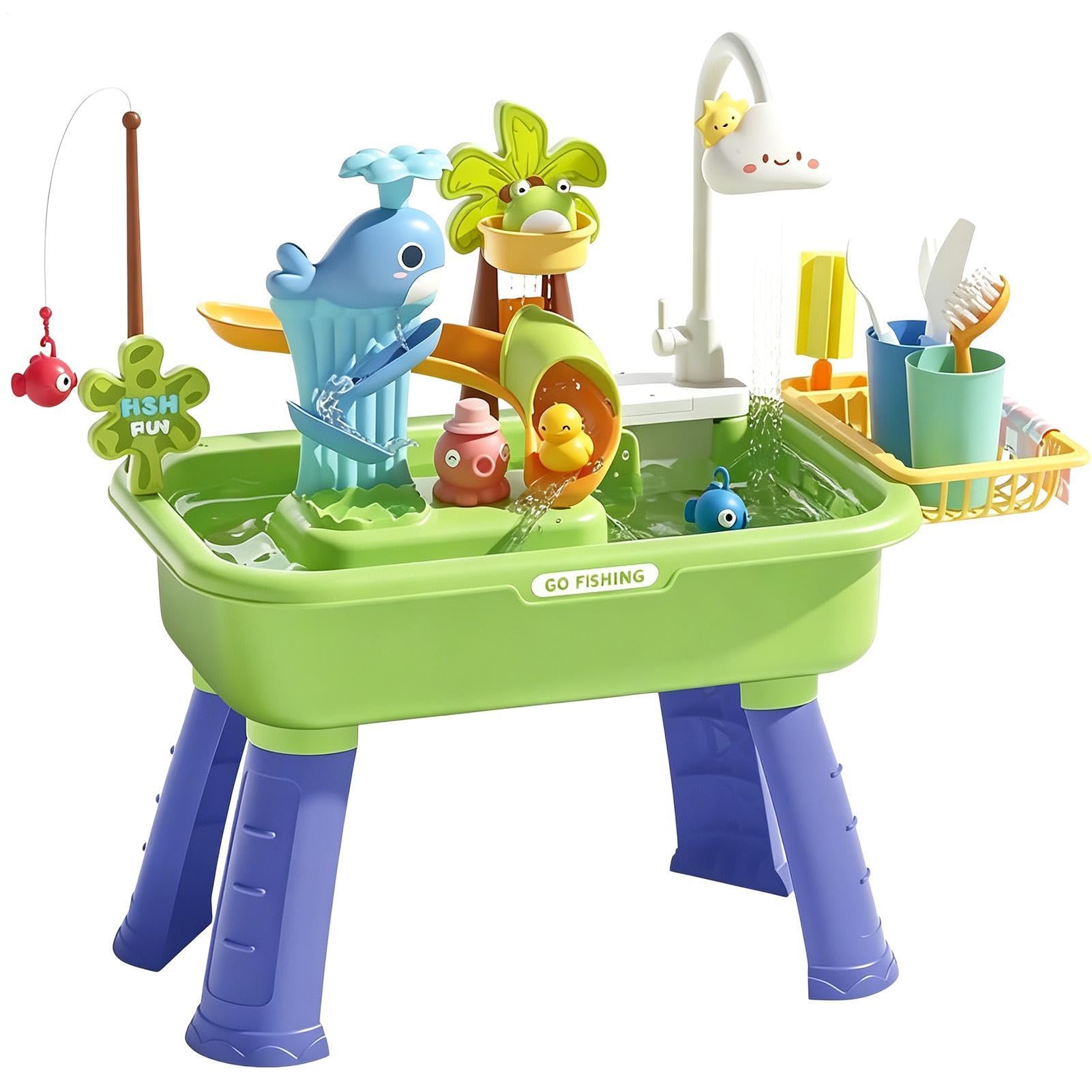 Wasserspieltisch für Kinder mit Pumpe, lustige Sensorik-Spielzeuge | Sommer Küchenspüle Spielset für Mädchen drinnen draußen Garten Hof Terrasse Rasen Vorschule