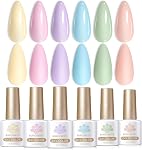 Born Pretty Pastel Gel Nail Polonais Printemps Été Macaron Candy Couleur douce Extrême Rose Jaune Violet Bleu Vert, pour la Manucure de Salon et l'art des ongles DIY à la maison, facile et lisse à appliquer, brillant brillant