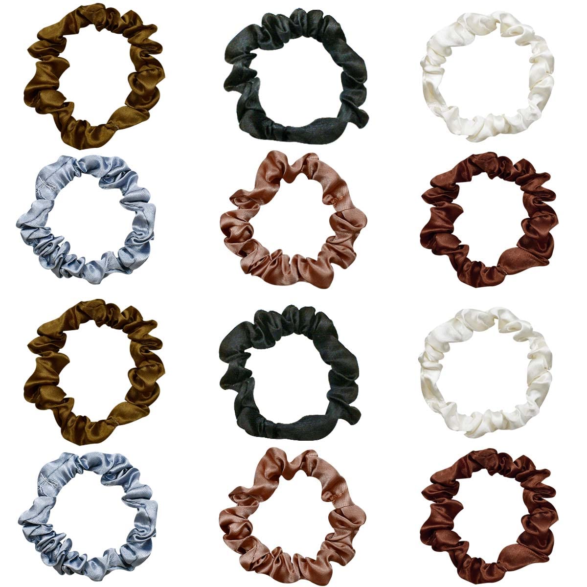 12 Pieces Silk Satin Scrunchies Skinny Scrunchy Hair Ties