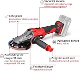 Einhell Professional Cordless Flat-Head Angle Grinder 18V Power X-Change, 125mm, Brushless, Soft Start, Speed Control, Quick Release, 33mm Cutting Depth, Without Battery TP-AG 18/125 F Li - 3