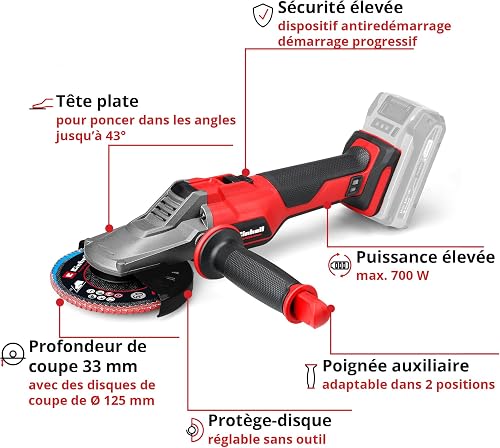 Einhell Professional Meuleuse d’angle sans fil TP-AG 18/125 F Li BL-Solo Power X-Change (18 V, 700 W, disques Ø 125 mm, profondeur de coupe 33 mm, moteur sans charbon, avec accessoires, sans batterie) - 3