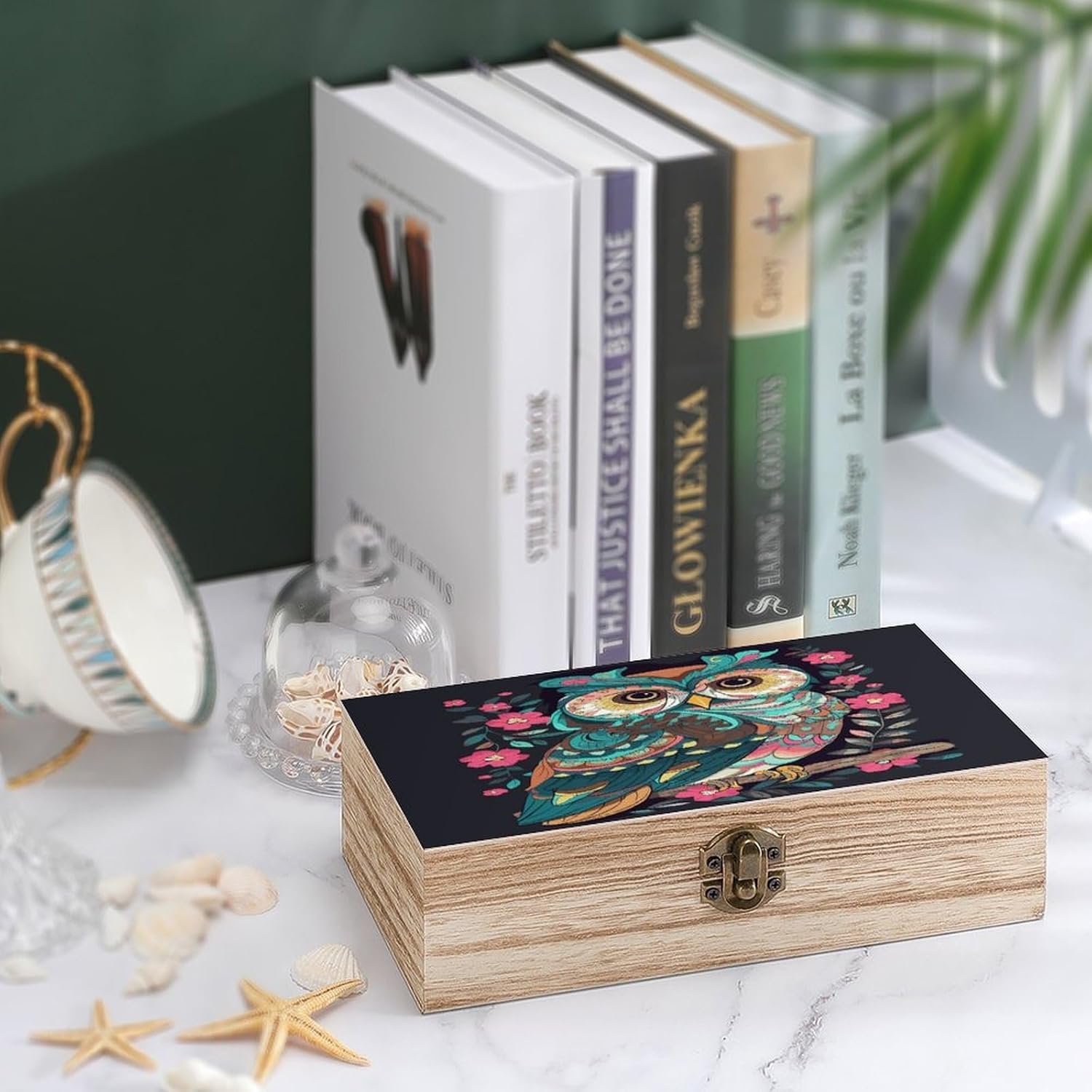 Anime Owl Wooden Storage Box Wooden Keepsake Box with A Hinged Lid Fashion Memory Treasure Boxes Decorative Jewelry Case for Crafts Photo Home Decor Wood Gift Box image 4