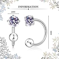 Vista 11 de Tiny 3mm Natural Birthstone Earrings for Women Teen Girls Small Huggie Half Hoop Earrings Tiny Cartilage Hypoallergenic Stud Screw Earrings