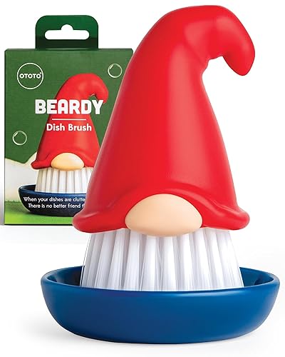 New! Beardy Gnome Dish Brush by Ototo - Dish Scrub Brush, Gnomes, Quirky Gifts, Dish Brush, Cute Kitchen Accessories, Funny Kitchen Gadgets, Vegetable Brush, Cute and Useful Gifts for Women - Beardy