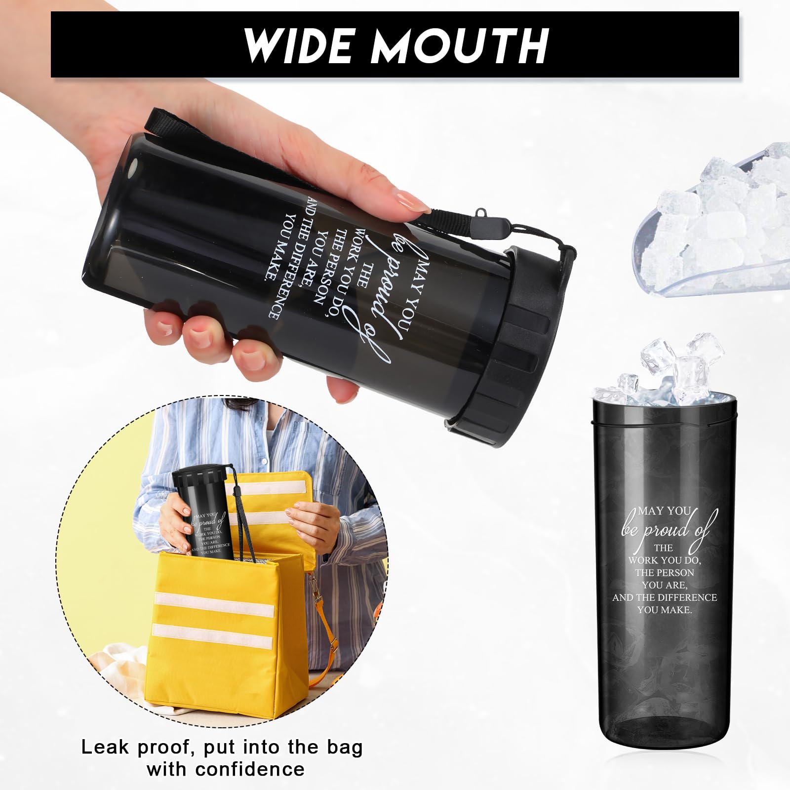 24x Wasserflaschen Für Mitarbeiter – Transparent, 680 Ml, Mit Inspirierenden Sprüchen – Perfekt Als Firmengeschenk Oder Für Events