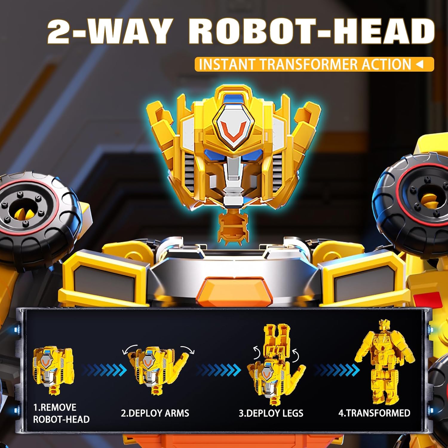 5-in-1 Transforming Construction Trucks Toys for Boys 3-6, STEM Building Vehicles Action Figures with Weapons for Child Age 4-7 – Toddler Robot Car Playset for Kids Birthday Gift