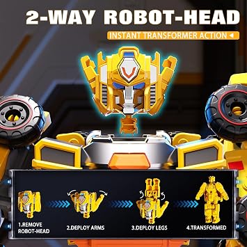 5-in-1 Deformation Transform Construction Truck Robot Action Figure Car toy | STEM Building Vehicles with Weapons Merge Into a Giant Robot. Premium ABS Transformer Combiner Set. Kid's Child Birthday Gift