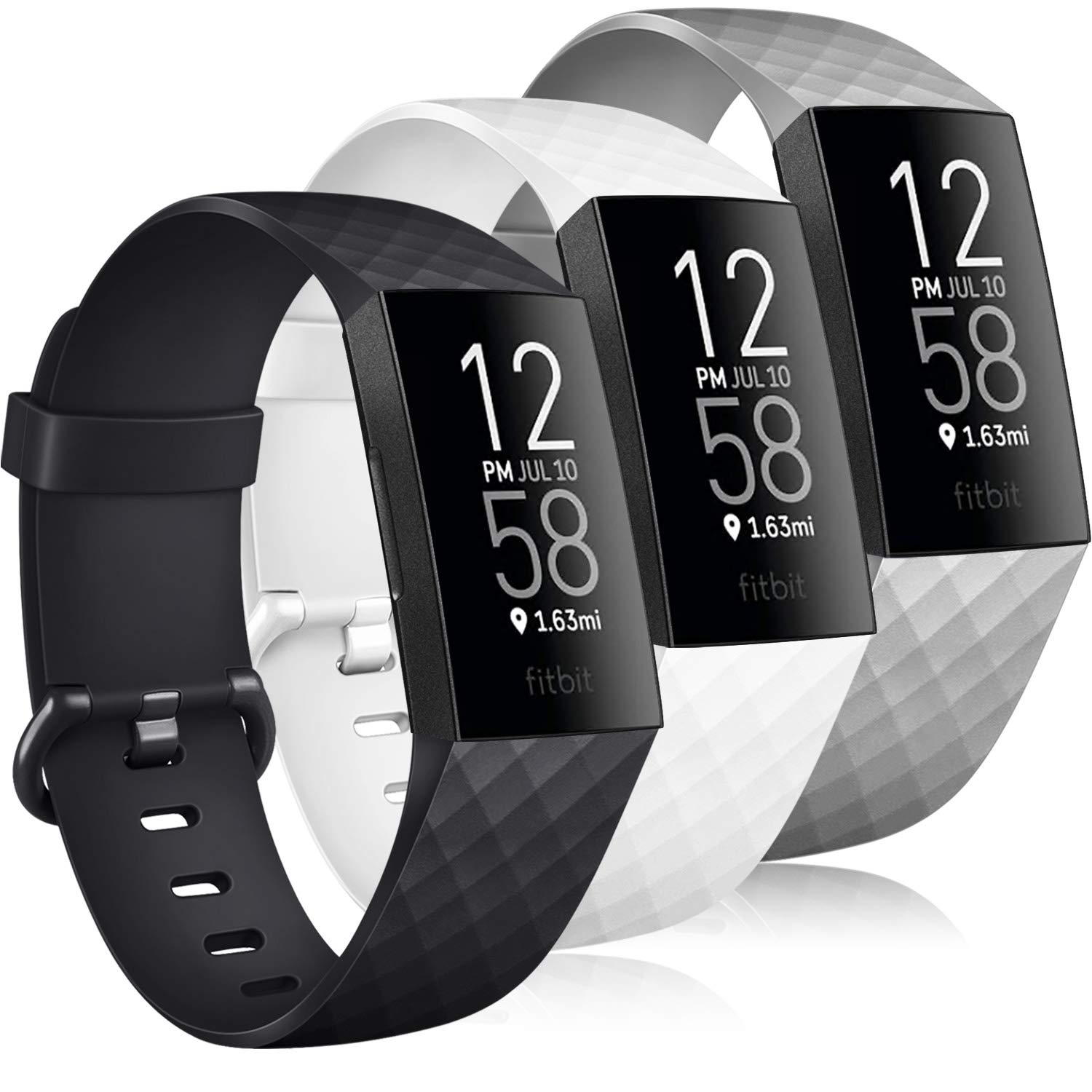 [6 Pack] Silicone Bands Compatible with Fitbit Charge 4 / Fitbit Charge 3, Replacement Fitness Sport Wristbands for Women Men