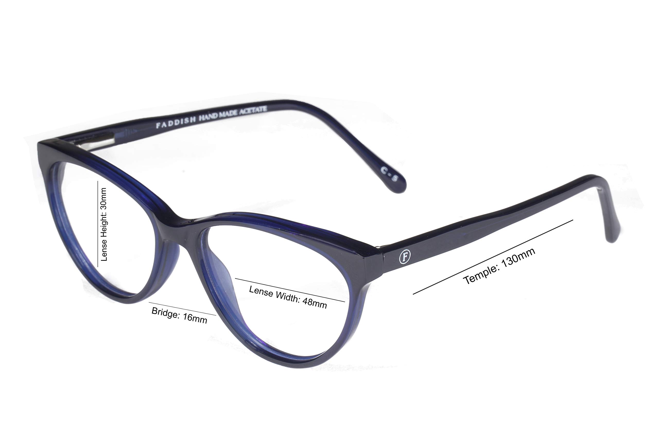 Faddish Full Rim Cateye Girl's Spectacle Frame (M-535 G|Zero Power|Dark Blue Mono) (Premium Acetate) - Image 4 thumbnail