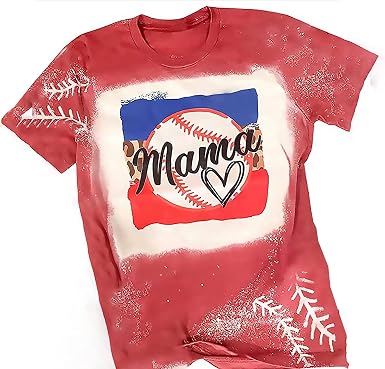 Bleached Baseball Mom Shirt for Women 
