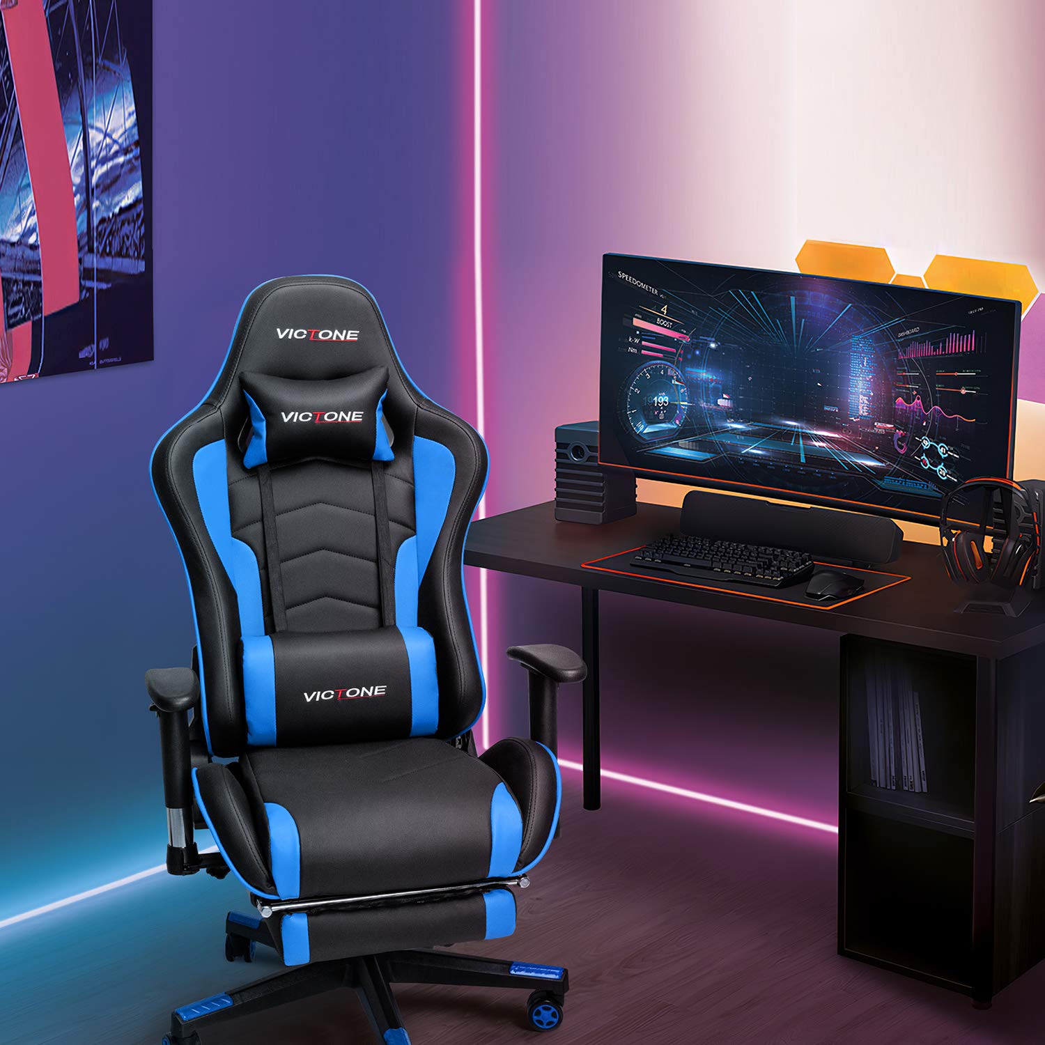 VICTONE Gaming Chair with Footrest Racing Style Computer Chair