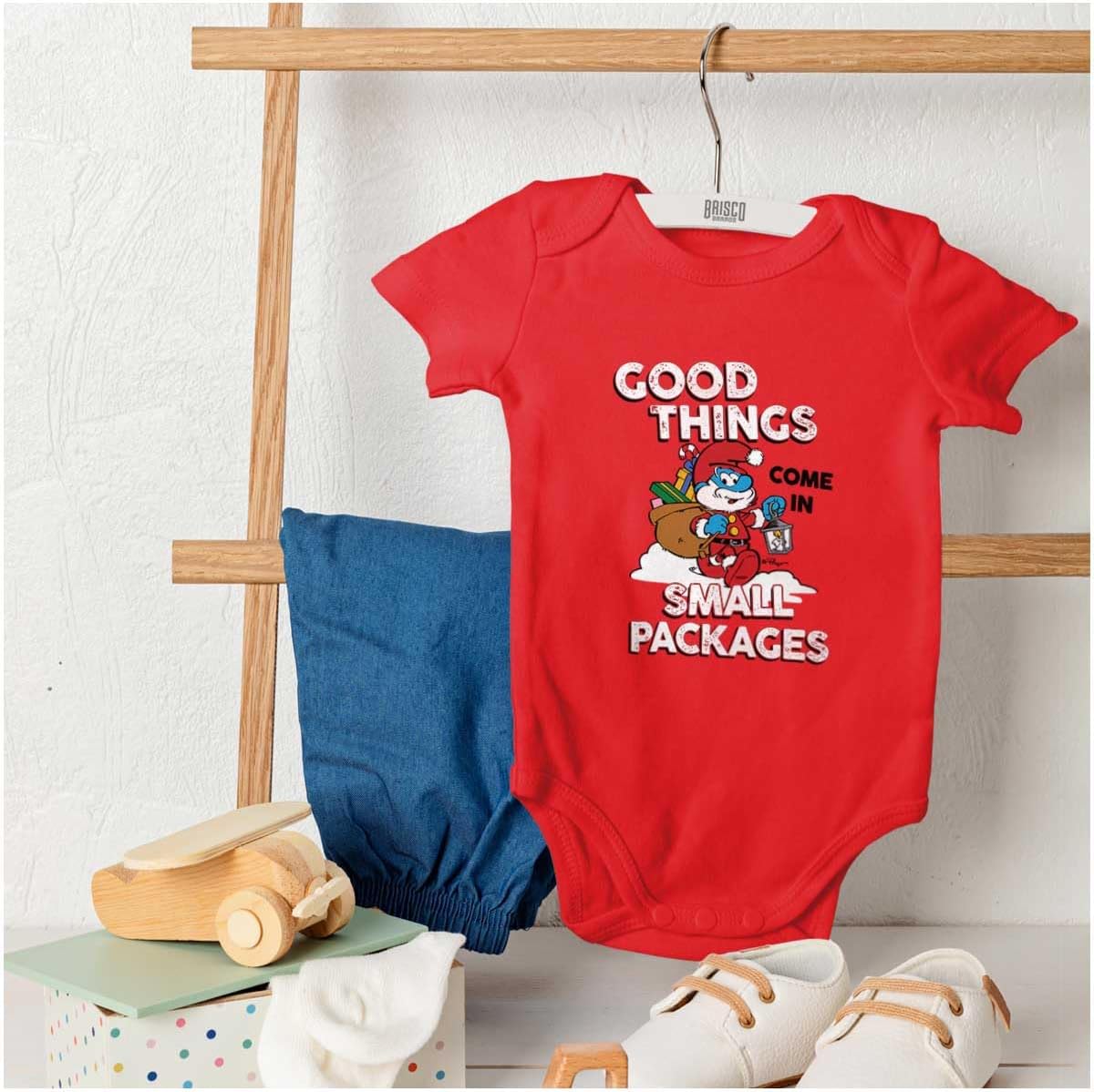 Brisco Brands Santa Papa Smurf Christmas Presents Baby Romper Boys or Girls
