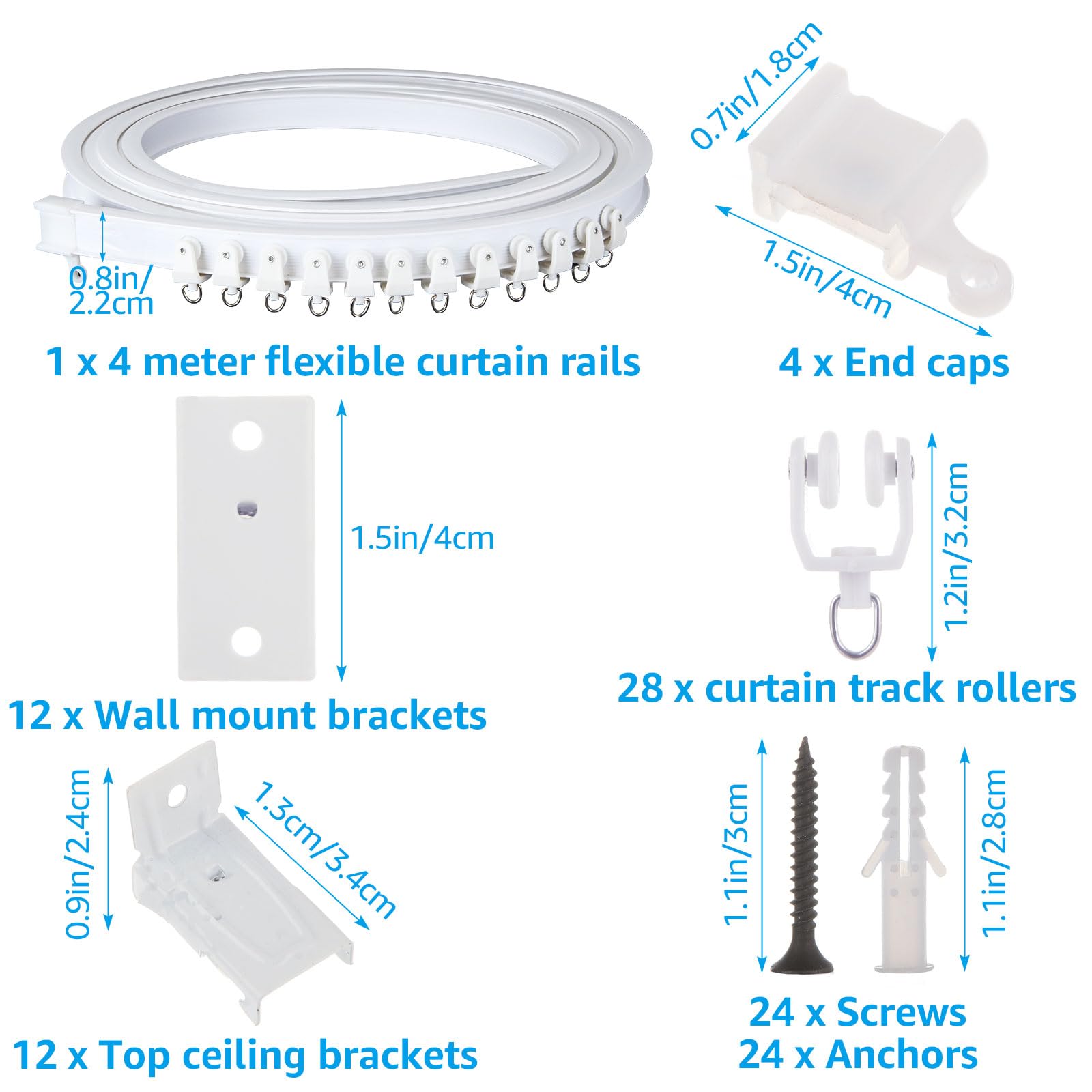 LOLYSIC 4m / 13ft Bendable Curtain Rail for Bay Windows Flexible PVC Ceiling Curtain Track - Image 2