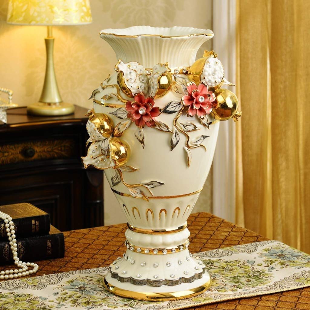 Amazon.co.jp: 環境に優しい陶器の花瓶 手榴弾 ゴールドの花瓶 装飾