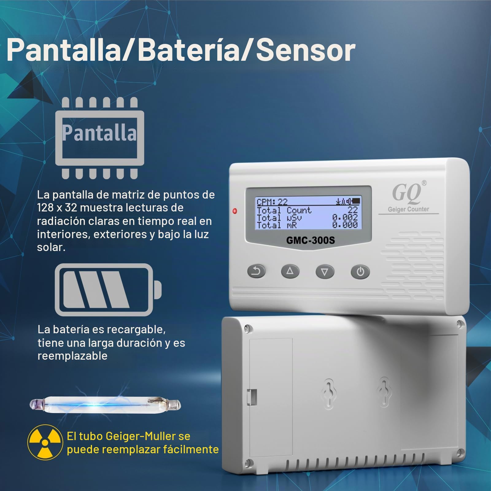 GQ GMC-300S Digital Detector de radiación nuclear Monitor Medidor Geiger Contador Dosímetro de radiación