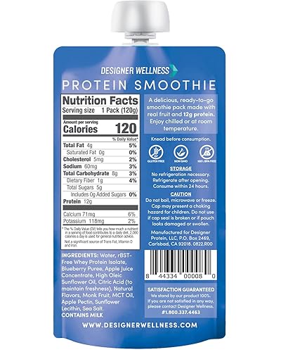 Miniatura 7 de Designer Wellness Batido de proteínas, fruta real, 0.42 oz de proteína, bajo en carbohidratos, cero azúcar añadido, sin gluten, sin OMG, sin colores