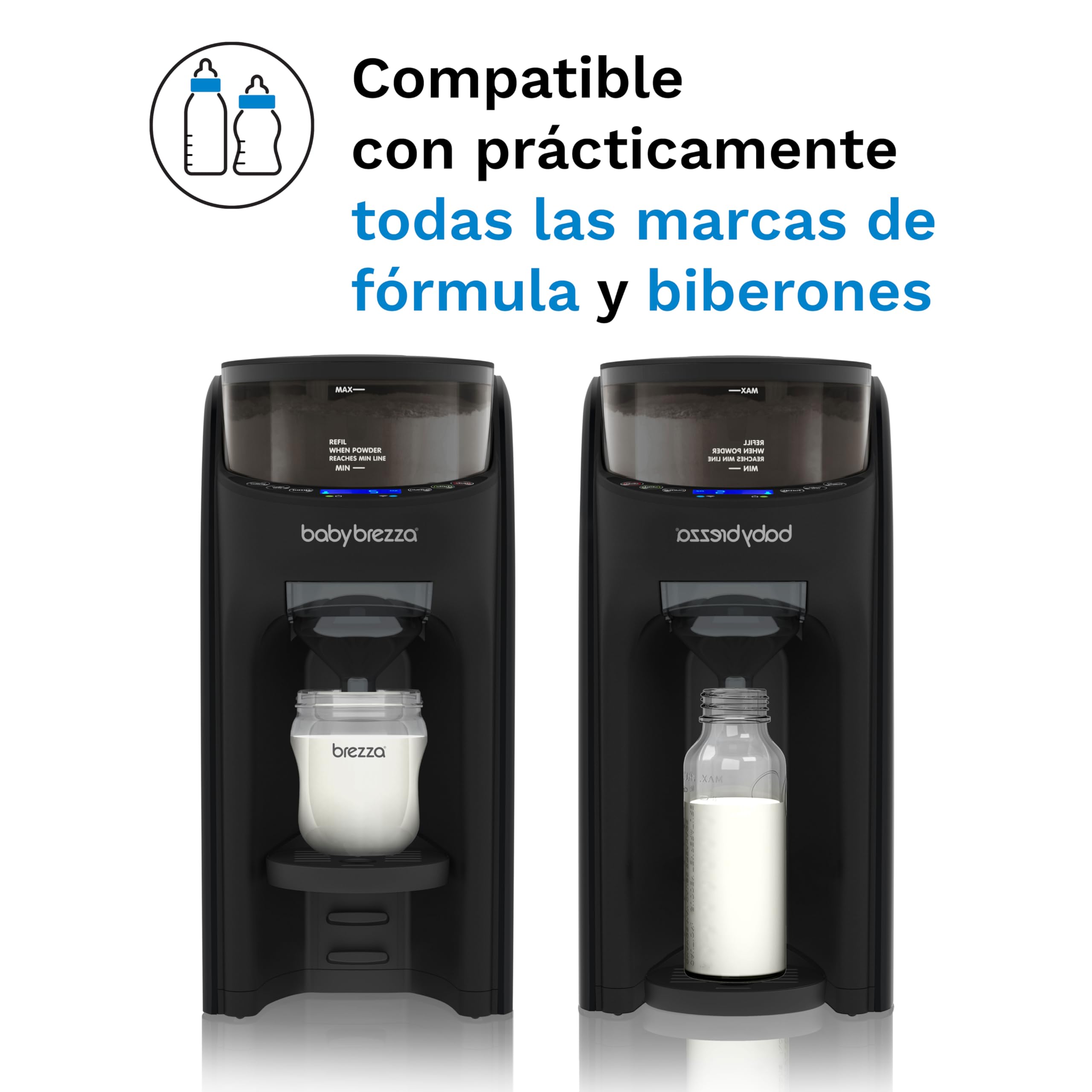 Baby Brezza - Formula Pro Advanced, Preparador de Biberones Automático y Dosificador de Fórmula, Máquina para hacer Biberones, Incluye Recambio de Embudo y Cubierta, Set Negro