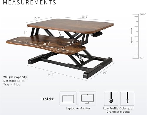 Miniatura 3 de VIVO DESK-V026KN - Convertidor de escritorio de 26 pulgadas, serie K, elevador de altura ajustable, estación de trabajo de monitor dual y portátil