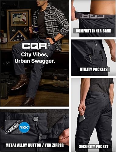 Miniatura 6 de CQR - Pantalones de trabajo elásticos con ventilación para hombre, pantalones tipo cargo, informales, ligeros, de secado rápido, resistentes al