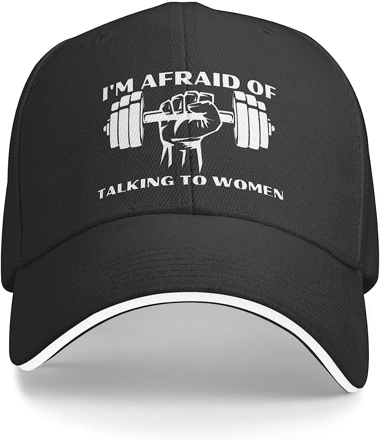 Loujin Unisex Black Baseball Cap Fitness Lovers Hat I'm Afraid Of Talking To Women Hat For Women Baseball Hats Adjustable Sports Caps
