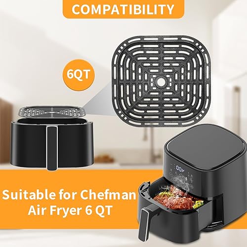 Miniatura 3 de CHEFMAN - Placa de parrilla para freidora de aire CHEFMAN Paris Hilton de 6 cuartos de galón 8 en 1, 9.0 x 8.2 pulgadas, bandeja de repuesto
