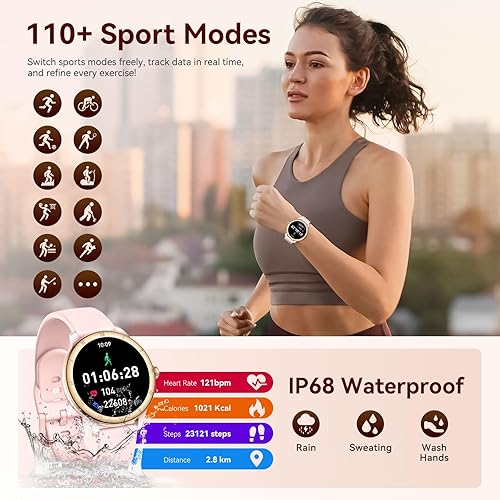 Miniatura 3 de Reloj inteligente para mujer, monitor de fitness HD de 1.27 pulgadas (respuestahaz llamadas) con más de 110 modos deportivosfrecuencia