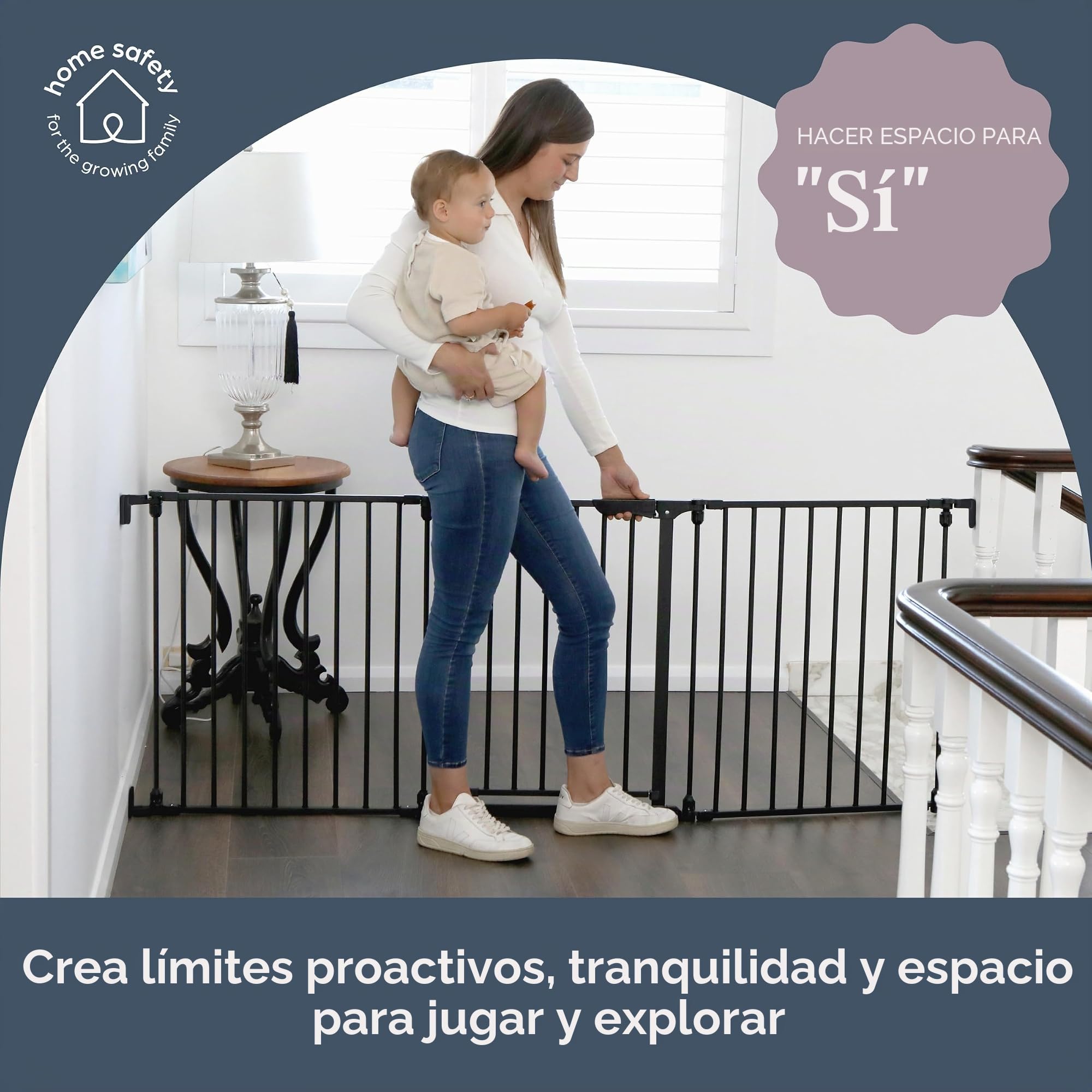 Dreambaby Discovery Flex Configure Adapta - Puerta de Seguridad Plegable para niños de 3 Paneles, se Adapta a Aberturas de 74,5 cm a 195 cm de Ancho y 74 cm de Alto, con función Smart Stay Open y
