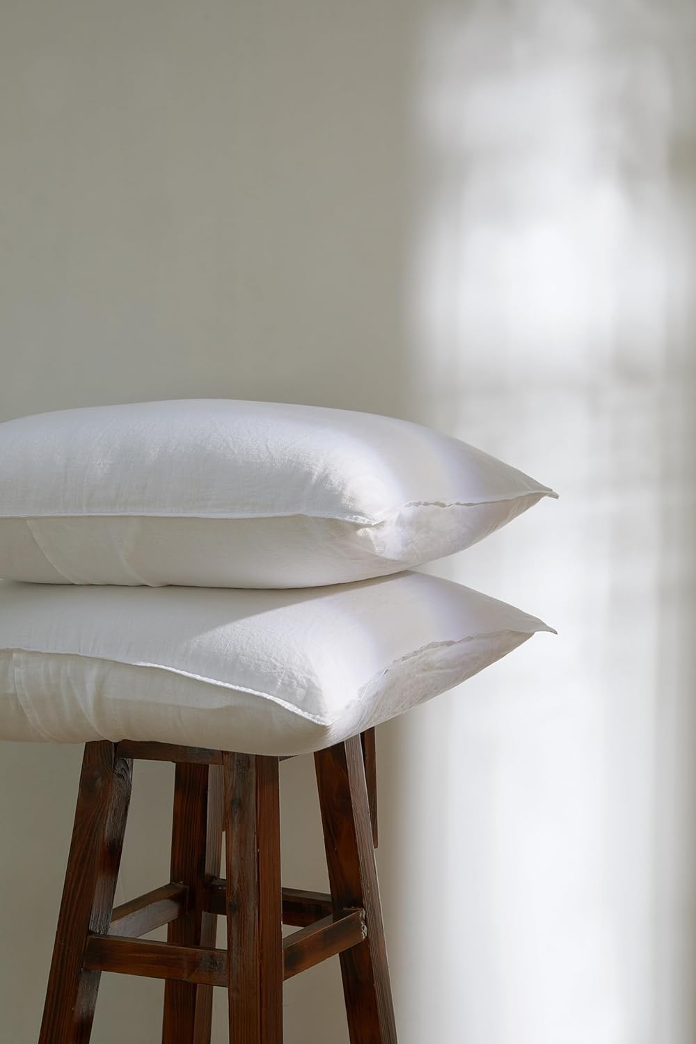 100% French Linen Pillowcases 20x26 Inches Set of 2 Standard Pillow Shams with Envelope Closure, Stone Washed Soft Durable Breathable and Cooling All Season, White - Image 2