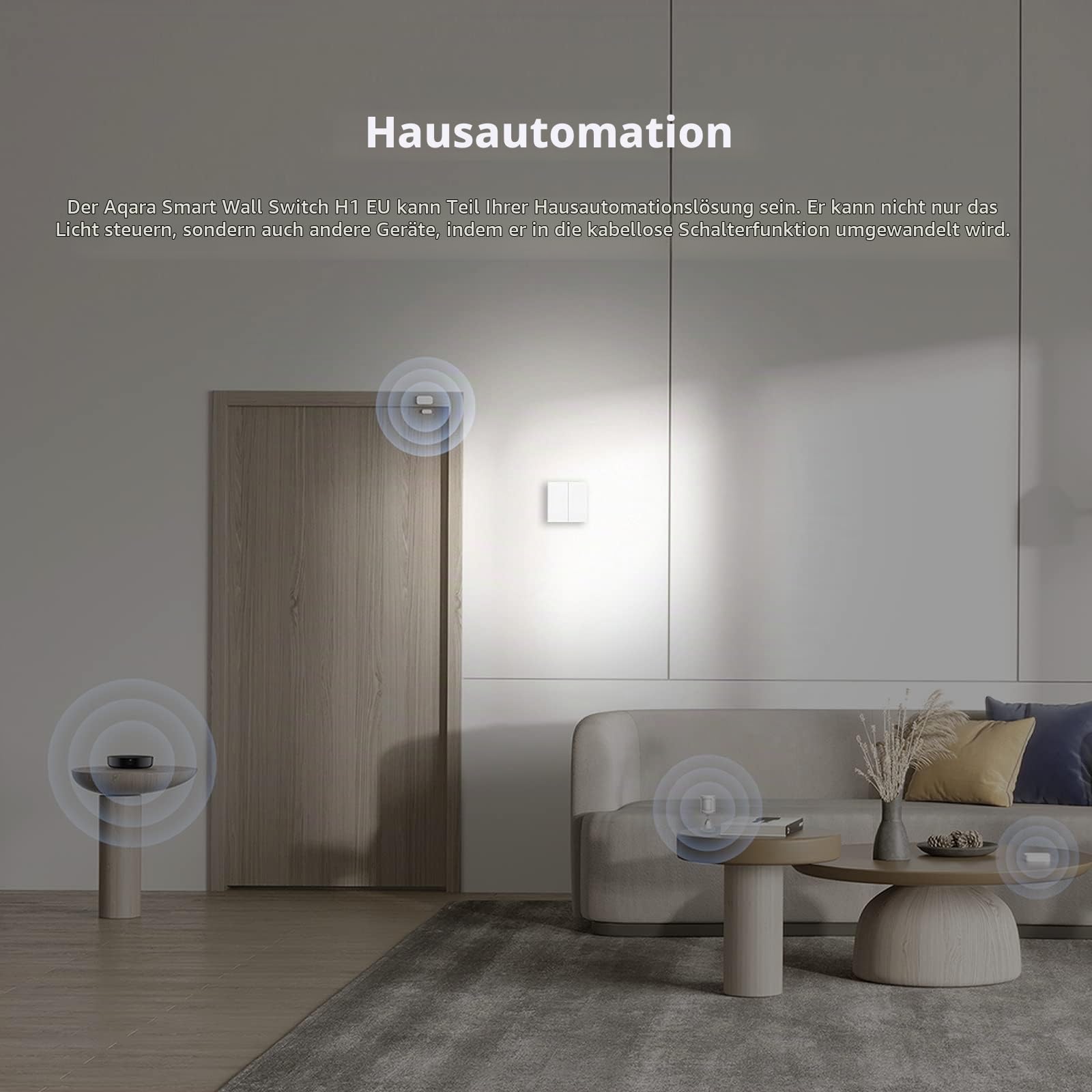 Aqara Smarter Lichtschalter H1 EU (mit Neutralleiter, Doppelwippe), Ausgestattet mit Zigbee 3.0, Aqara Hub, Fernbedienungsschalter, Kompatibel mit Alexa, HomeKit, Google Assistant, IFTTT, weiß