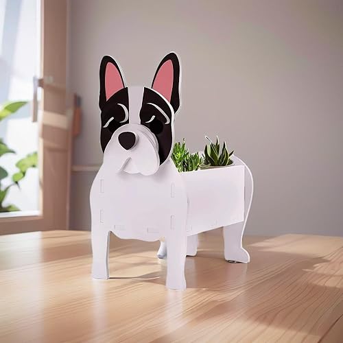 Macetas pequeñas para perros Bulldog francés, maceta con forma de animal, macetas de jardín para suculentas de primera calidad, diseño lindo de