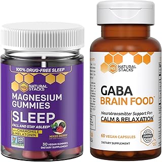 NATURAL STACKS GABA Brain Food + Sleep Magnesium Gummies Bundle - Supports Sleep & Relaxation* - 90 Pieces