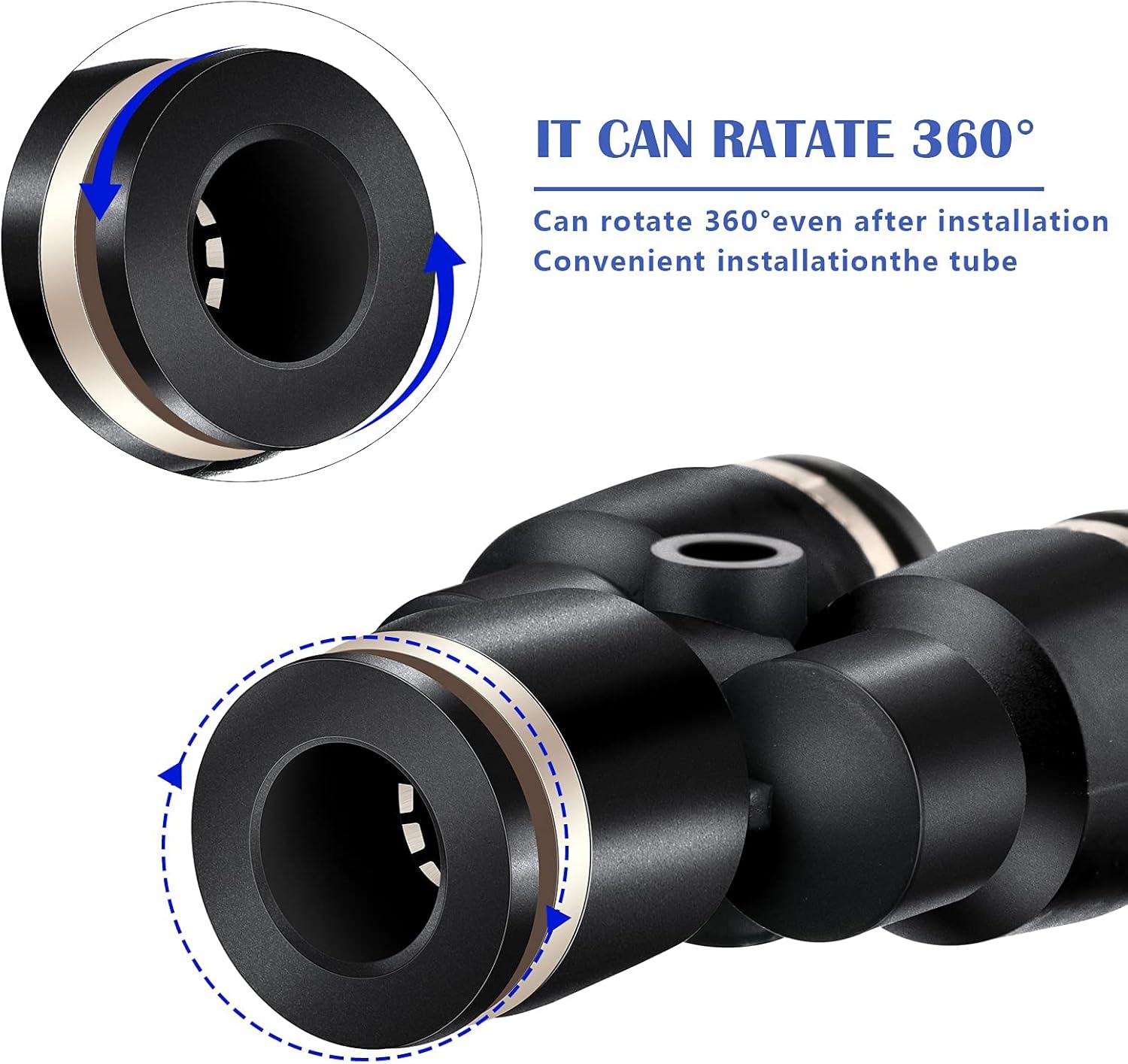 Hotop Push to Connect Fittings Air Line Pneumatic Fittings Kit 60 Pieces Quick Release Pneumatic Connectors Air Line Fittings 15 Splitters 15 Elbows 15 Tee 15 Straight Tubes (Black,1/4 Inch Od) : Everything Else
