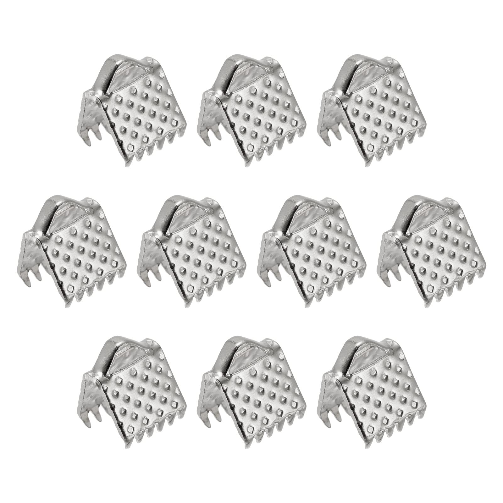 sourcing map 300Pcs Ribbon Crimp Clamp Ends, 6mm Bookmark Pinch Cord End Clasps for DIY Craft Making, Silver White โ image 1