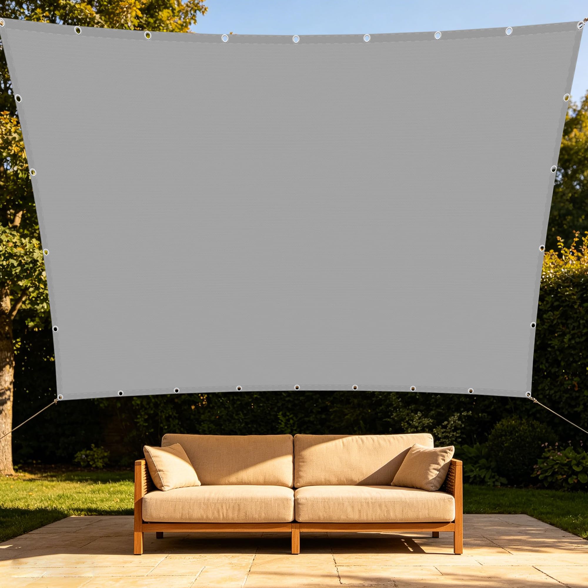 Voile d'ombrage protection UV 160x600 cm gris pour aménagement terrasse extérieur