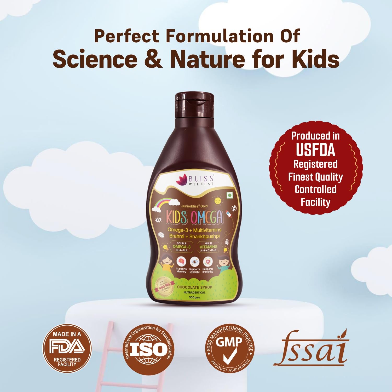Bliss Welness Junior Bliss Kids Omega 3 6 9 + Multivitamins | Omega-3 DHA EPA ALA Vitamin A C D E | Focus Concentration Memory IQ Eyesight Immunity Brain Health Supplement (500 GM) — Amazon image 8