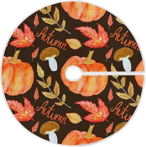 Atercolor - Falda de árbol de Navidad con elementos otoñales, acogedora decoración de Navidad, falda de árbol lavable de 35.4 pulgadas, decoración