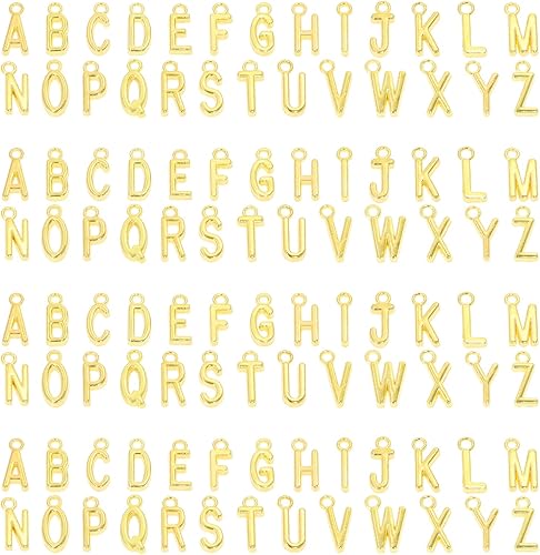 Shapenty 4 juegos de abalorios espaciadores de letras del alfabeto A-Z de aleación de metal para manualidades, pulseras, collares, gargantilla,