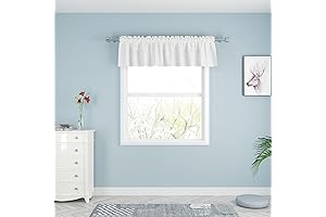 White Linen Curtain Valances for Windows 18" Long