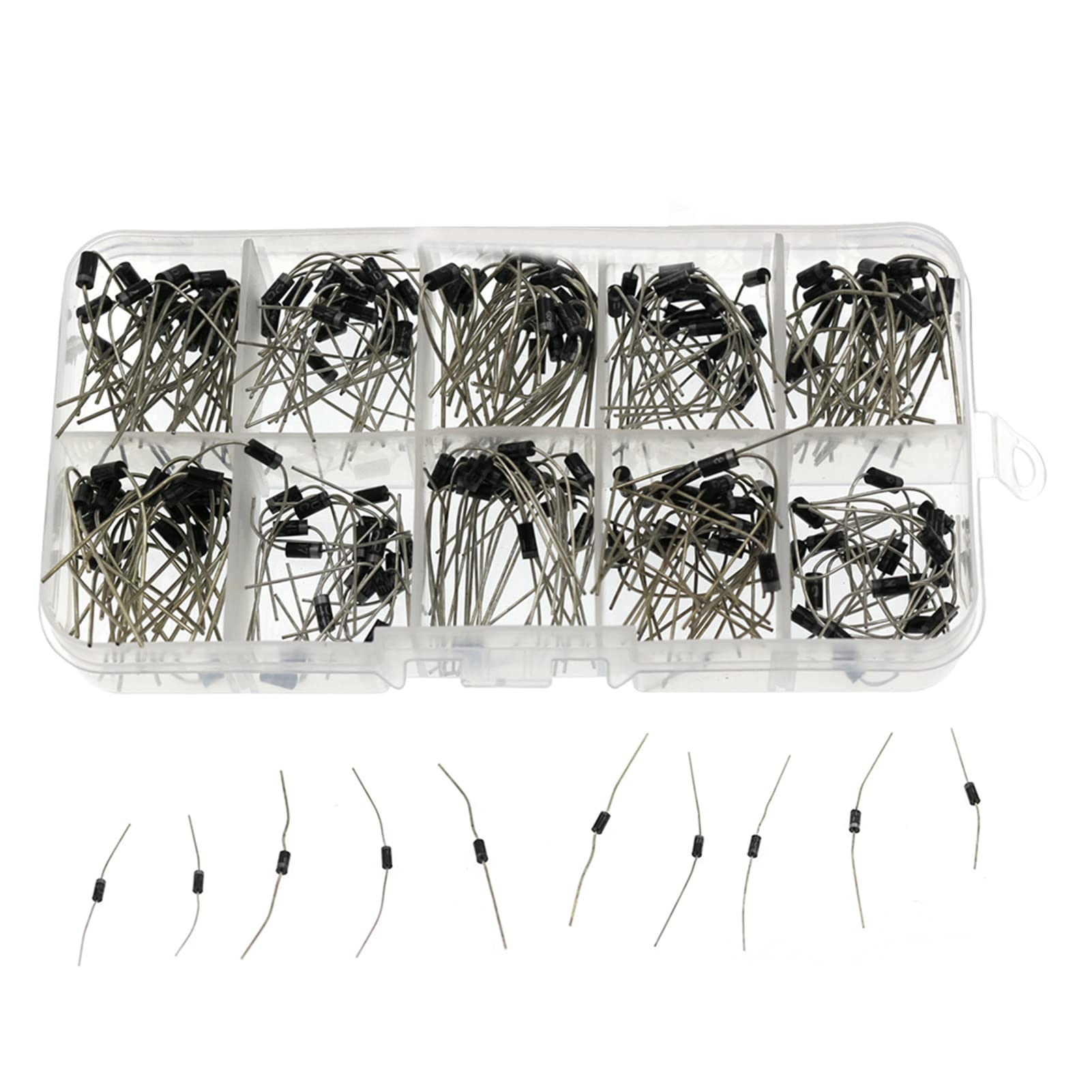J/E200PCS Diode Assortment Kit 10 Values Rectifier/Schottky Diode 1N4001-1N4007-1N5819 Assorted Set with Storage Box