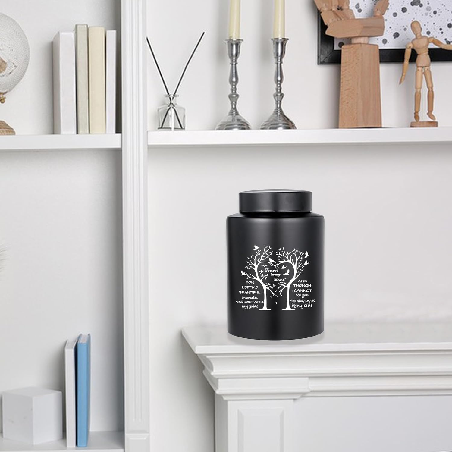 220 lbs Large Urns for Adult Male Female Ashes Black Tree of Love Urns for Human Ashes Burial Urns for Cemetery Memorial Urn Large Keepsake Urn Decorative Cremation Urn with Velvet Bag