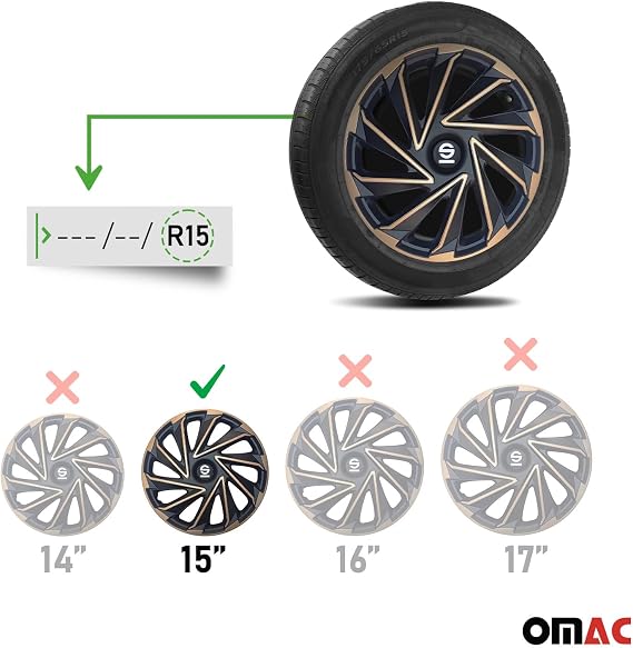 Sparco Wheel Covers Varese - 15-inch - Gold/Black - Set of 4 pieces
