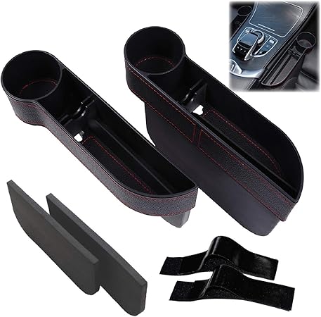 Amazon Root925 車 ドリンクホルダー 収納 サイド 収納ボックス 足にあたりにくい改良設計 車用収納ポケット 固定スペーサー2個 マジックテープ2枚付 Usbケーブル穴 ２９ １６ｃｍ 車用収納 隙間コンソール シートポケット 保証書 取扱説明書 収納箱 左右